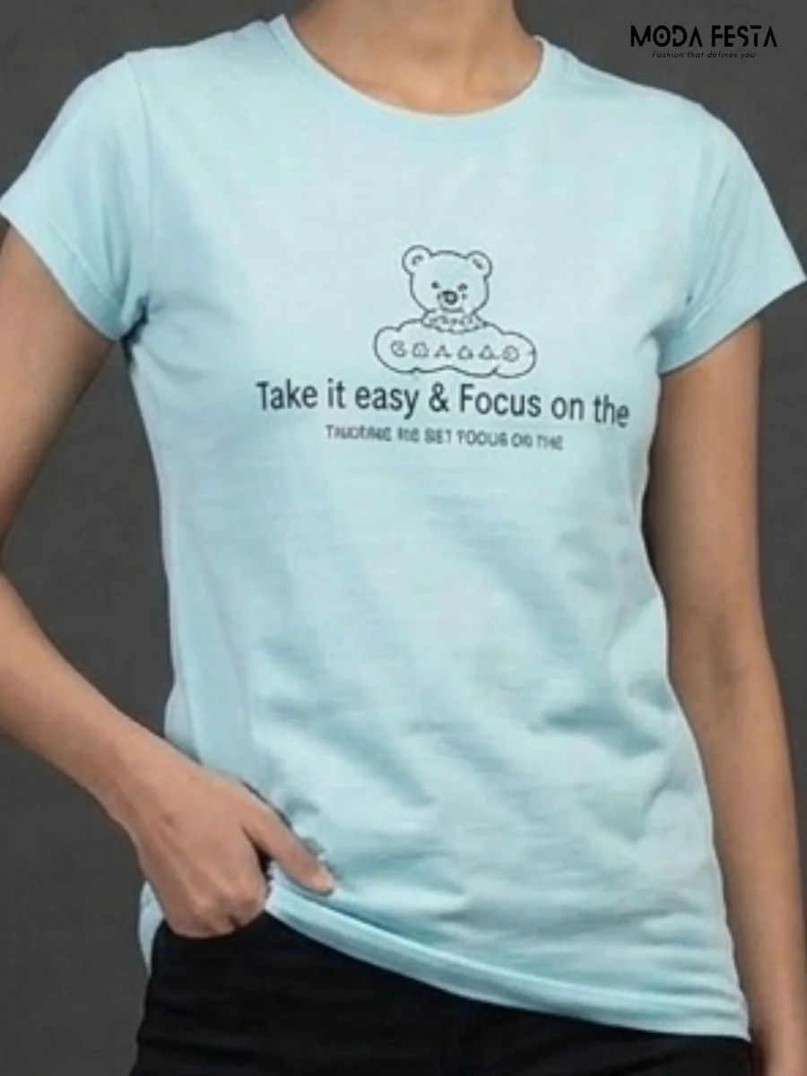 ModaFesta -Light Blue Graphic T-Shirt